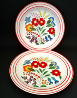 2 pcs hand painted Kalocsa patterned ornament plate
