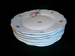 6 db antik Zsolnay pajzspecsétes vadvirágos lapos tányér