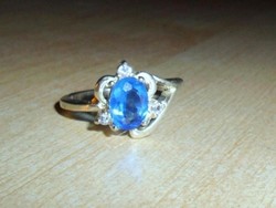 Szecessziós London Kék Topáz 925 ezüst  Gyűrű 8-as