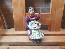 Rare Csaba ceramic girl with a bouquet of flowers