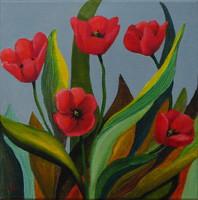Moona - Piros tulipánok EREDETI olajfestmény