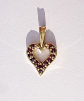 925-ös aranyozott gránát köves szív alakú medál