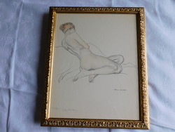 Arthur paunsen: female nude, colored lithograph 1919.