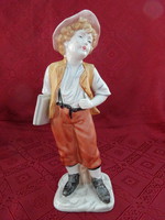 Arpo Romanian porcelain figurine, student with curly hair, height 28 cm. He has!