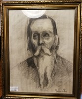 Haller Stefánia Drawing, Charcoal Portrait of Good Quality, by a Renowned Artist