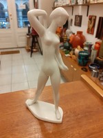 Retro Drasche/ Kőbányai Porcelán festetlen akt szobor! 