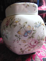 VÉGKIÁRUSÍTÁS !!! Szépséges porcelán teafű tartó rózsákkal pillangókkal 
