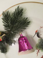 Régi figurális üveg karácsonyfadísz csengő