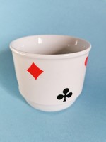 Zsolnay póker mintás,francia kártya mintás fületlen bögre