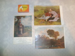 Három darab retro képeslap - művészet