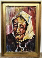 Öregasszony portréja olajfestmény Árpási ?1976 szignóval