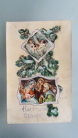 Régi karácsonyi képeslap szentképes angyalos levelezőlap 1920 körül