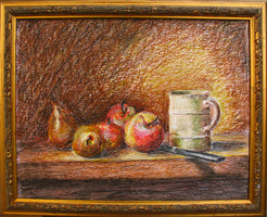 Moona - Gyümölcsök bögrével  EREDETI festmény