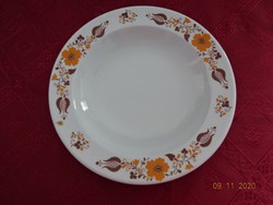 Lowland porcelain deep plate with brown / yellow folk motif. He has!