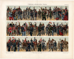 Hadtestek II. (3), színes nyomat 1908, német nyelvű, litográfia, katona, hadi, katonaság, monarchia