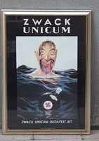 Giant retro original factory zwack unicum poster from 1991 in excellent condition for shop, office, gift