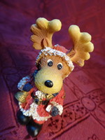 Porcelain figurine, reindeer, in a red dress, with a bell, height 7 cm. He has!