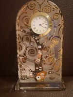 Gyönyörű Goebel tömör üveg asztali óra, Gustav Klimt - Der Lebensbaum, hibátlan, új