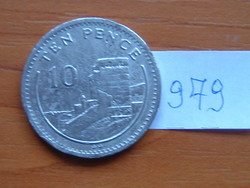 GIBRALTÁR 10 PENCE 1990 AA, Morish castle, 28,5 mm #979