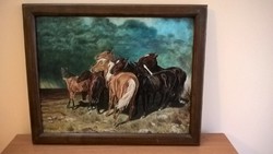 Gyönyörű lovas festmény Schaffner szignóval
