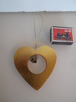 Karácsonyfadísz - FA - NAGY - arannyal festett szív - 9,5 x 9 cm - hibátlan 