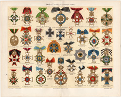 Kitüntetés I., érdemrend, színes nyomat 1903, német nyelvű, litográfia, eredeti, német államok, régi
