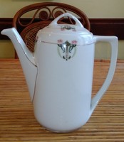 Antique elegant, delicately decorated mz austria marked porcelain tea-coffee pot, spout, pitcher