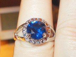 London Kék Topáz köves 925 ezüst Gyűrű 8.5-es