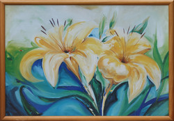 Nice print, good frame: yellow flowers