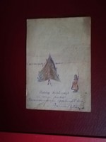 1942-es tábori levelezőlap karácsonyi rajzal 