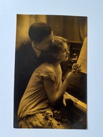 Régi képeslap 1926 szerelmespár a zongoránál fotó levelezőlap