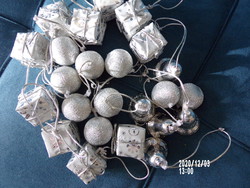 Silver colored Christmas decorations - 24 pcs