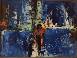 Ágota Horváth (1959-): Evening walk - abstract painting by the artist
