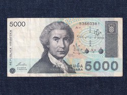 Horvátország 5000 Dínár bankjegy 1992 (id40407)