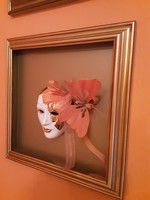 Pierrot Velencei porcelán maszkok - együtt és külön is, dekorálva, ízléses keretben-Jesoló-Karácsony