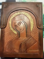 Madonna - bőr ikon Béni Mária - szent kép, falikép - Karácsony