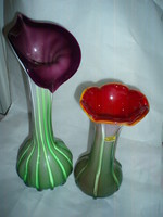 2 Artistic 2-layer glass vases