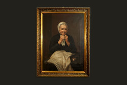 Marselek Endre (1867- ) Varró Asszony Kolozsvár 114x89cm Marschelek Hímző Idős Öreg Nő Hölgy