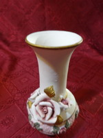 German porcelain vase with rose pattern, height 14 cm. He has!