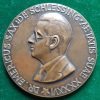 Dr. Sax Imre, de Schlessing, Magyaróvár 1941, bronz érem