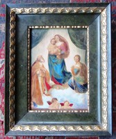 Raffaeli Santi Sixtusi Madonna c. képének másolata, olaj, fa, 24x30, 20,5x14,5 cm