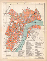 Szeged térkép 1897 (10), lexikon melléklet, Gönczy Pál, Posner Károly, eredeti, Tisza, város