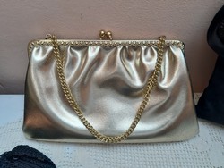 Arany színű láncos retro női alkalmi színházi táska pénztárcával tükörrel újszerű