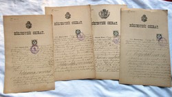 4 db antik közjegyzői okirat 1885,kölcsönös nyilatkozat,adásvevési szerződés,adásvételi szerződés,me