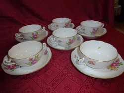 Herend porcelain, hbc pattern soup cup + saucer, for six. He has!