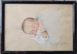 Rainerné Istvánffy Gabriella 1875-1964: Sleeping baby