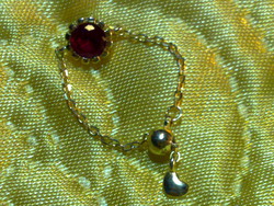 Gyönyörű aranyozott ezüst rubin szív lánc extra kidolgozású gyűrű arany