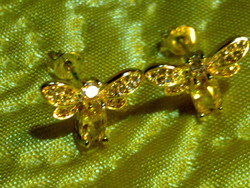 Aranyozott ezüst citrin topáz drágakő méhecske gyönyörű fülbevaló arany icserkuti részére