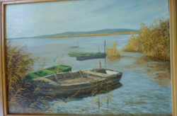 Lupták Mihály: Velencei-tó, jelzett olaj-fa 1987