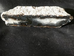 Natural, raw, partially polished, large striped agate slice. Collection piece. 162 Grams